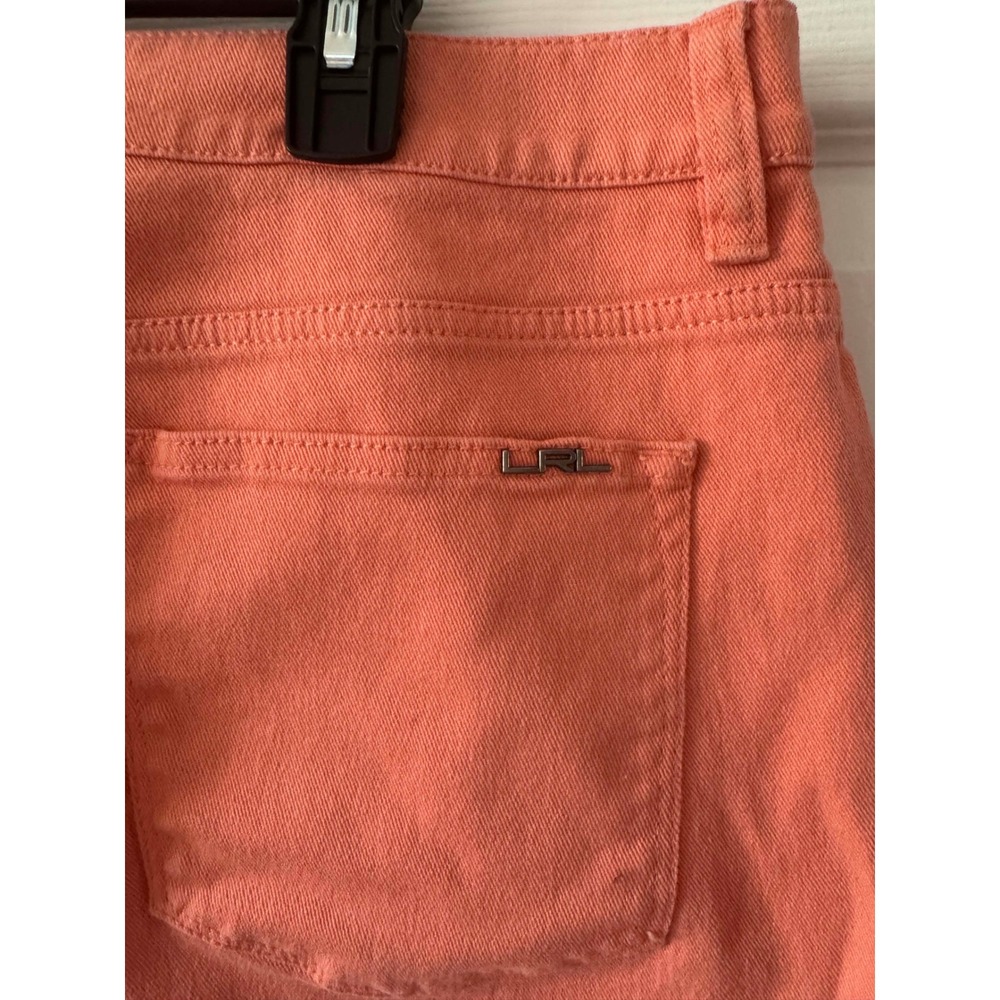 LRL Ralph Lauren Jeans Co Coral Orange Denim Shorts Women's Size‎ 12 - Picture 3 of 7